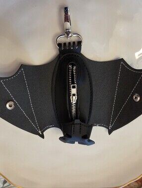 Black Bat Faux Leather Keychain/Bag Charm/Coin Purse